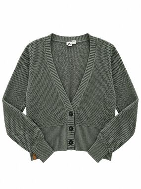 tentree Women's Sunbeam Cardigan Button Olive XL Knit Chunky Cozy Ribbed Cotton